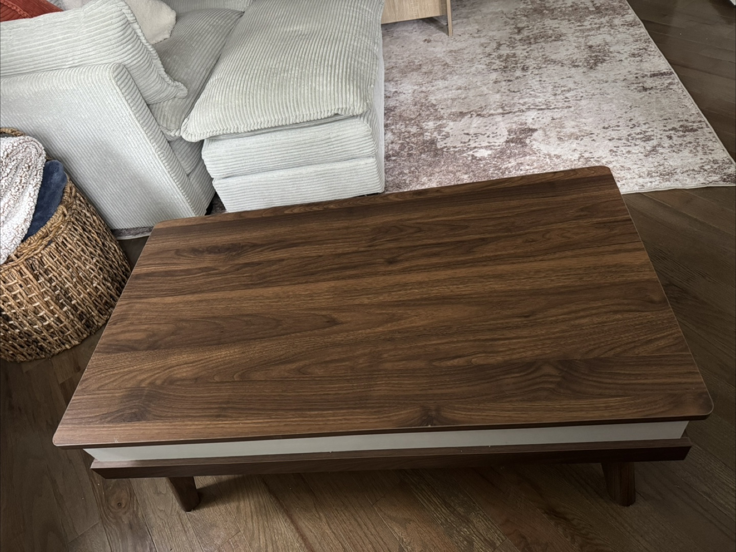 Lift Top Coffee Table - Walnut & White - photo 4