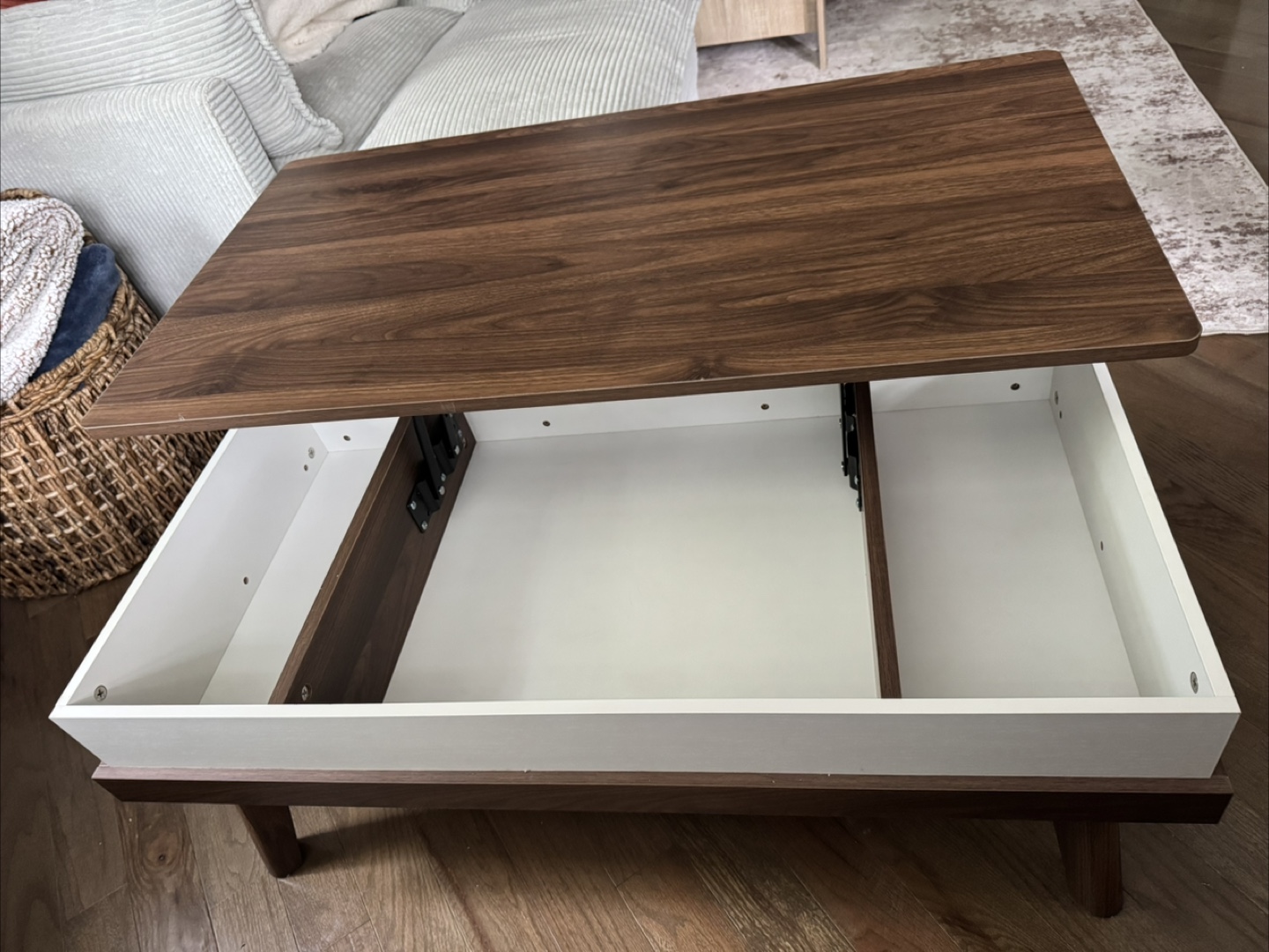 Lift Top Coffee Table - Walnut & White - photo 2