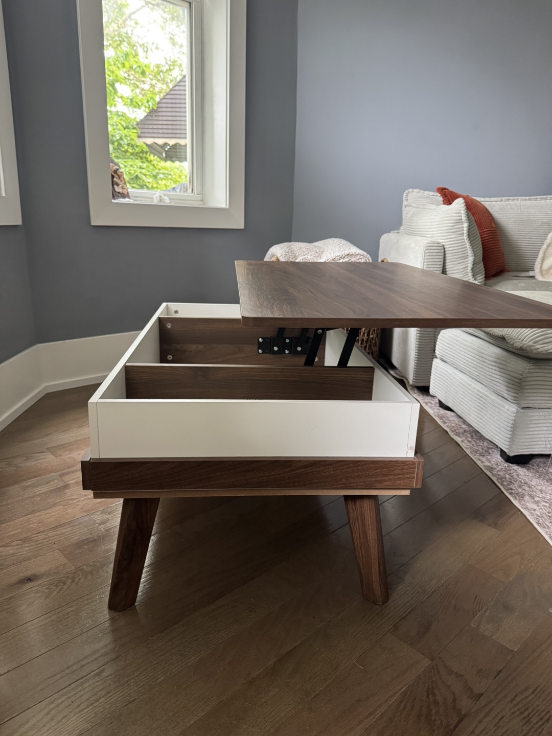 Lift Top Coffee Table - Walnut & White