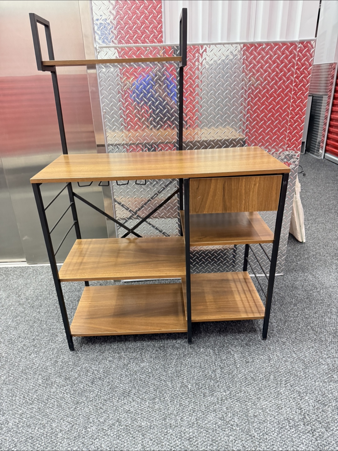 Wooden Bar Cart with Wine Glass Holder