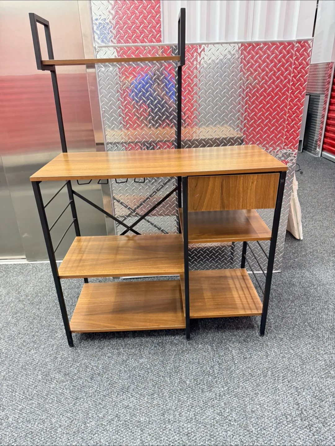 Wooden Bar Cart with Wine Glass Holder thumbnail