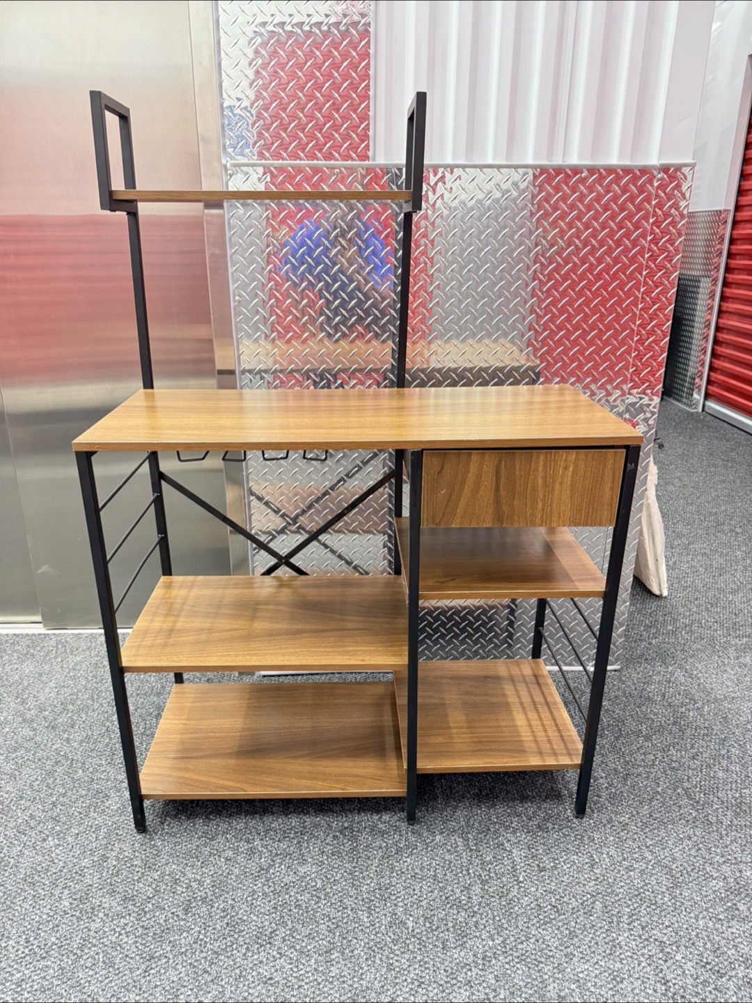 Wooden Bar Cart with Wine Glass Holder - photo 2