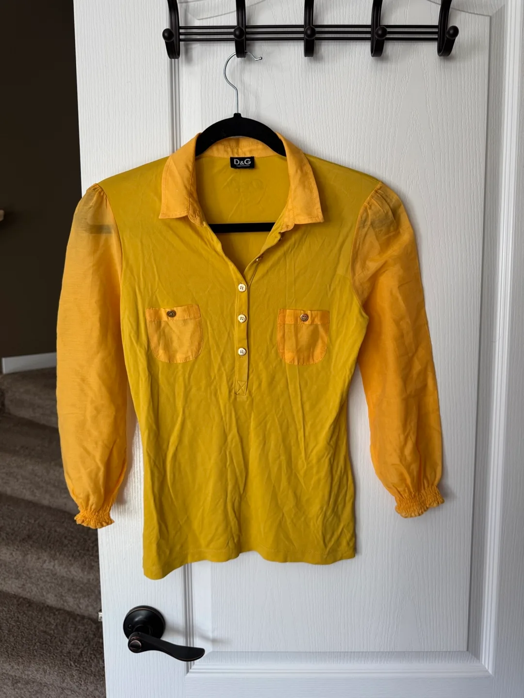 New D&G Dolce & Gabbana Yellow Long Sleeve Top size M thumbnail