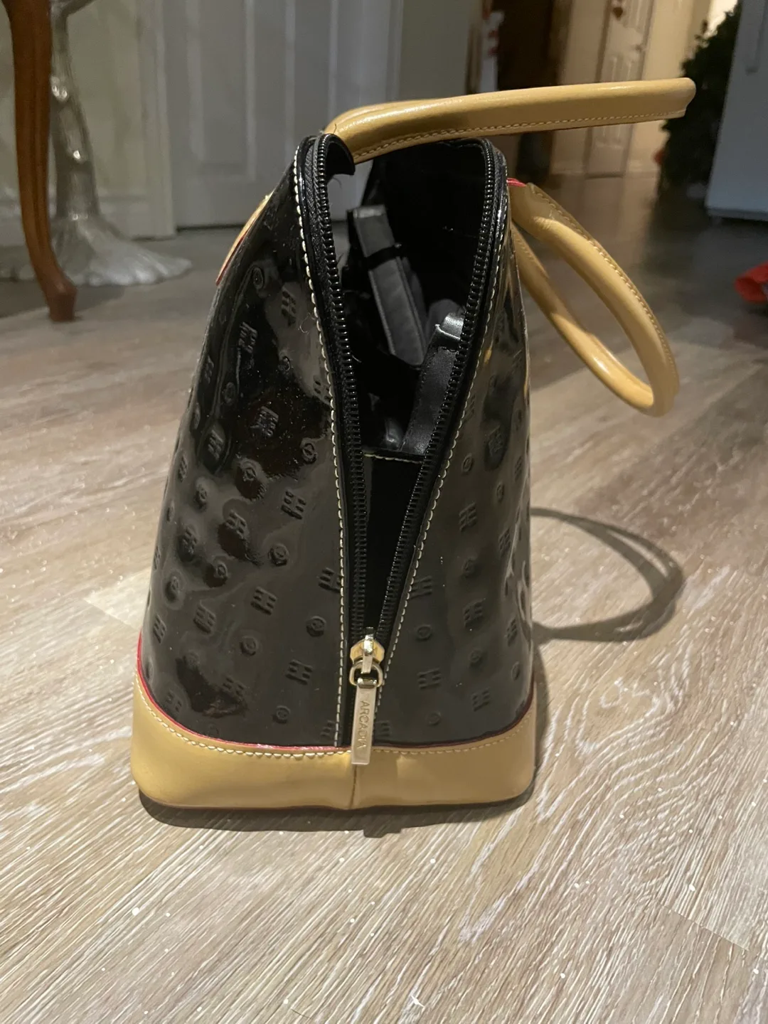 Arcadia Black Patent Leather Dome Satchel image indicator(2)