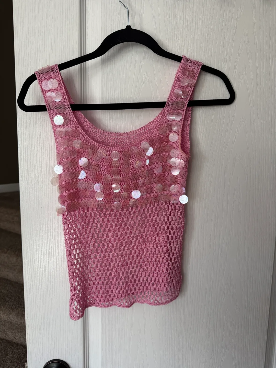 Pink Crochet Tank Top size S/M thumbnail