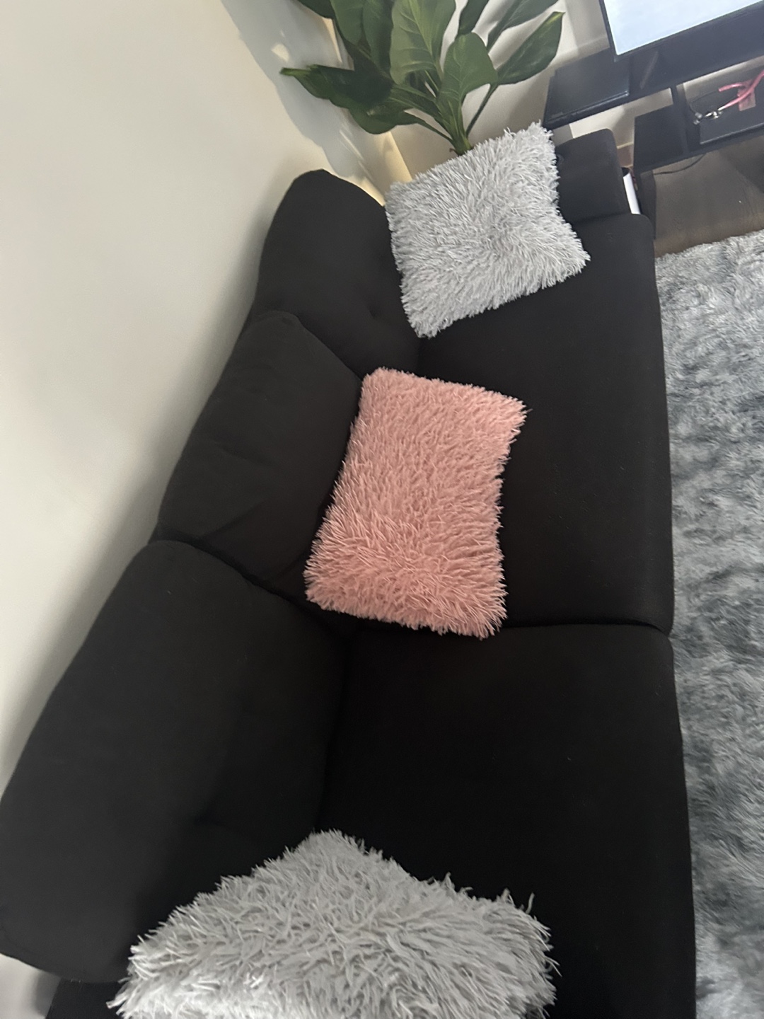 Black Sofa and Ottoman Set