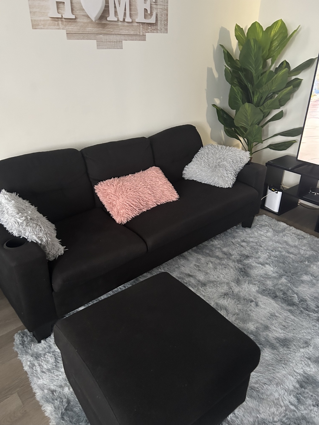 Black Sofa and Ottoman Set - photo 2