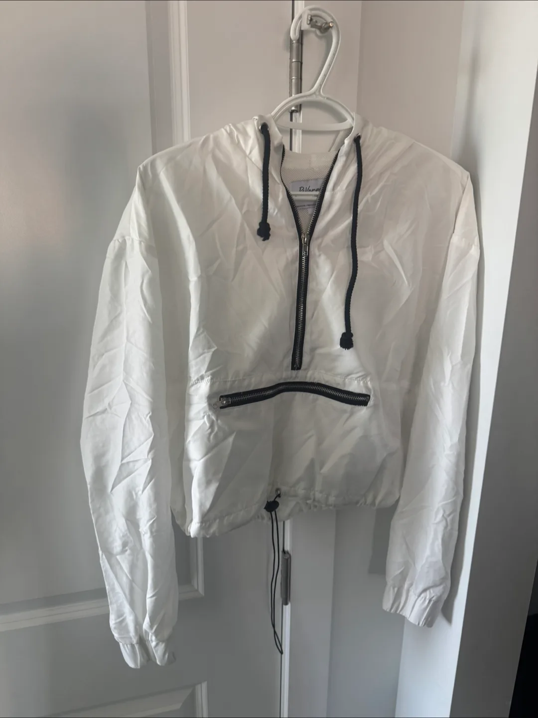 White Cropped Windbreaker - Size Small thumbnail