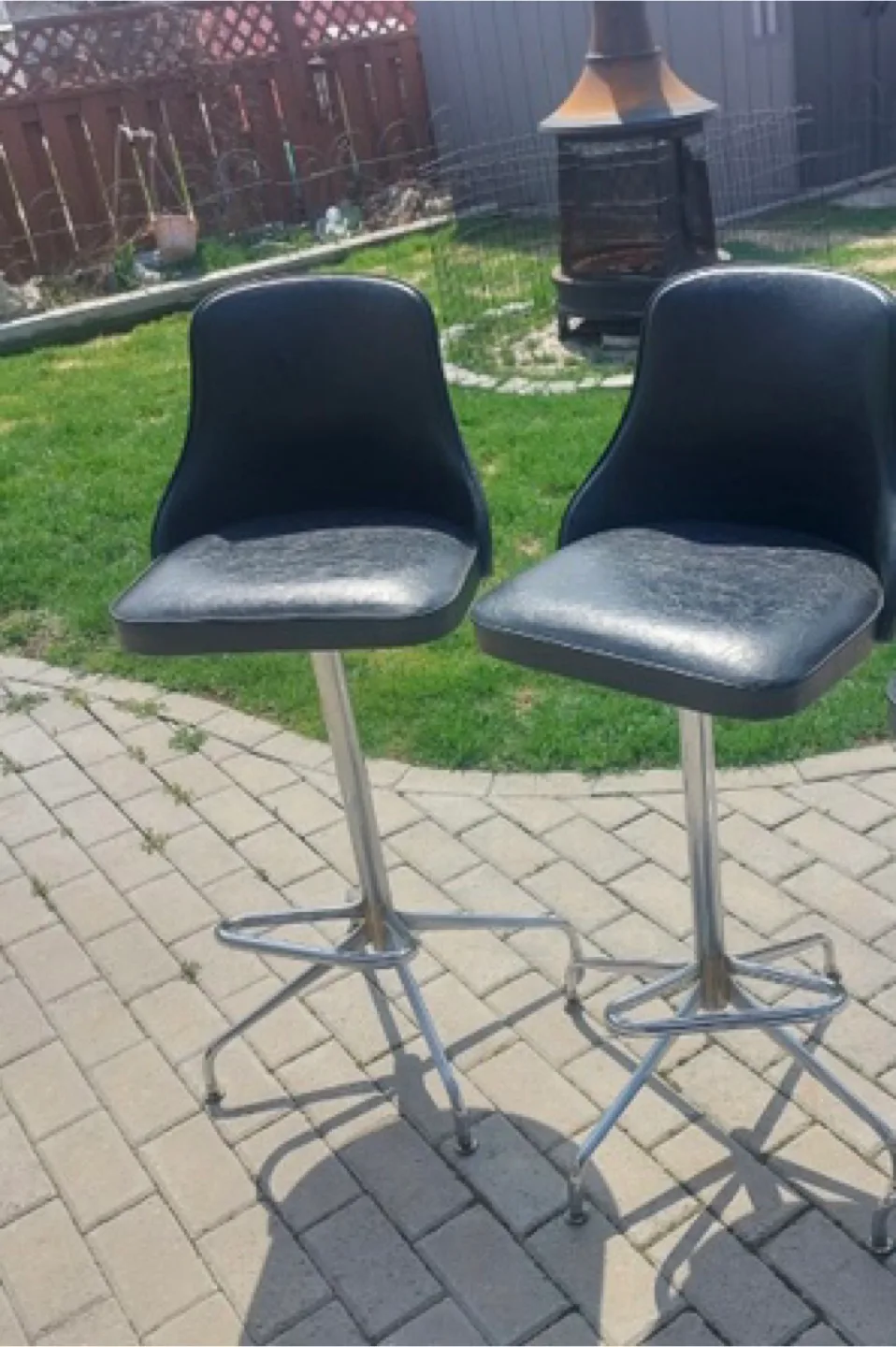 Set of 2 Black Vinyl Bar Stools
