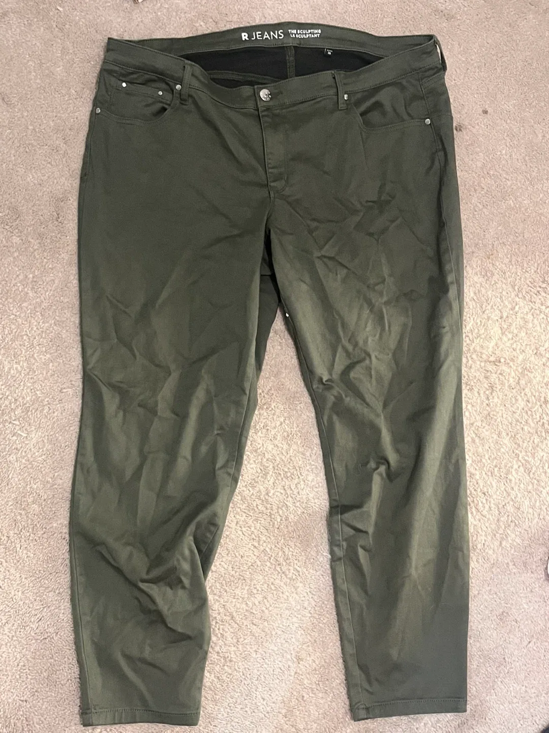 R Jeans Olive Green Sculpting Pants thumbnail