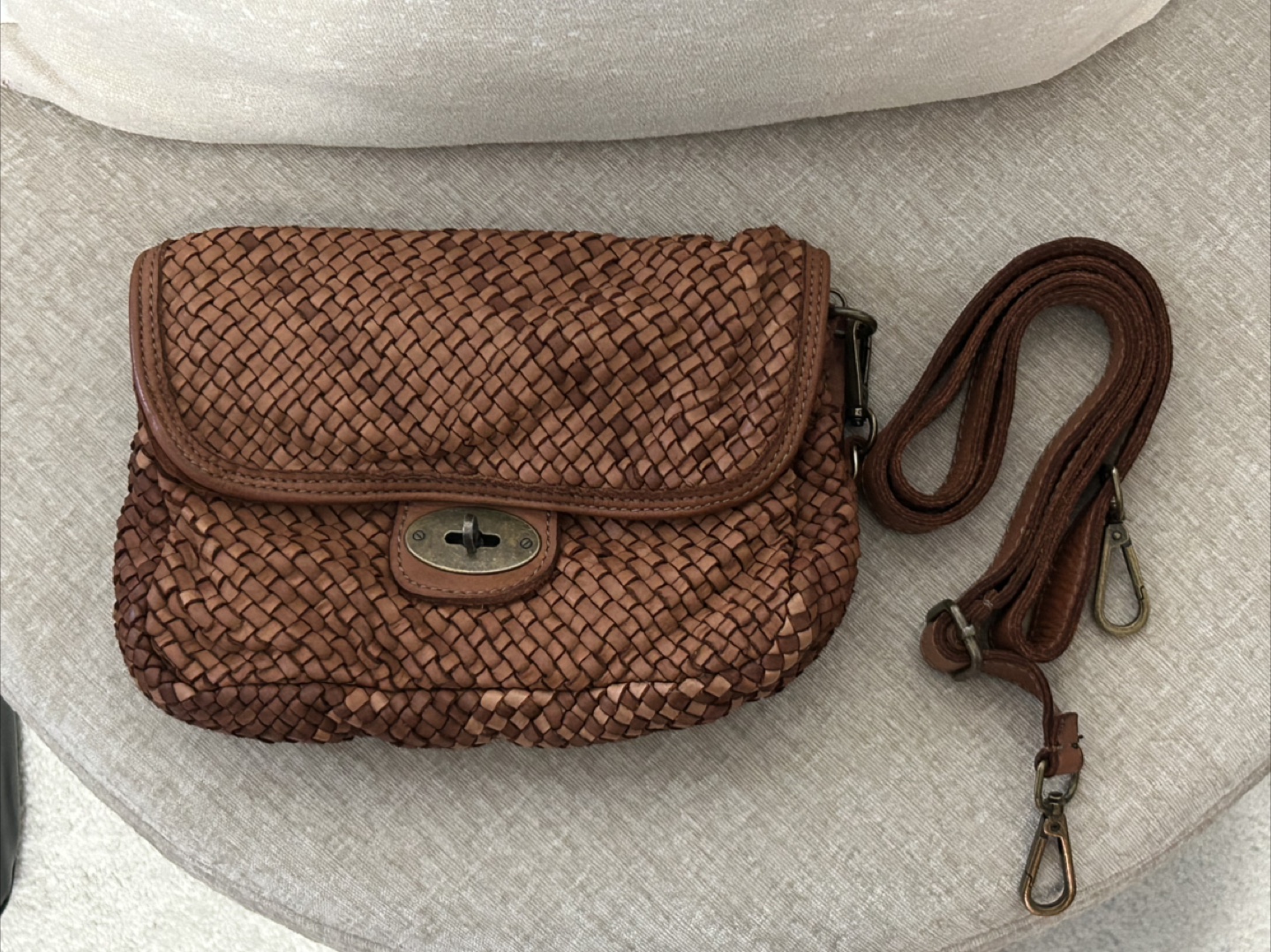 Brown Woven Leather Crossbody Bag - photo 5