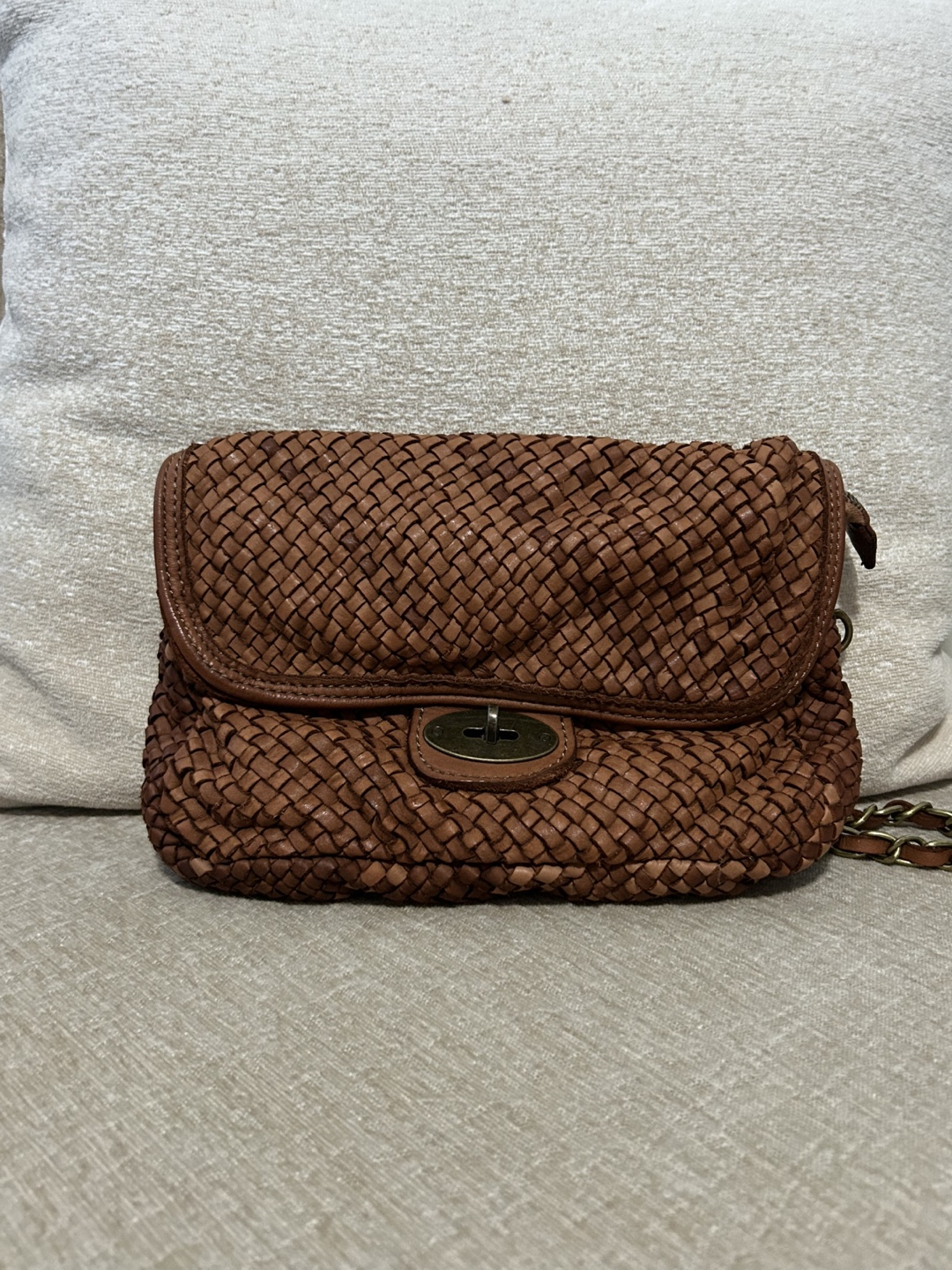 Brown Woven Leather Crossbody Bag - photo 2