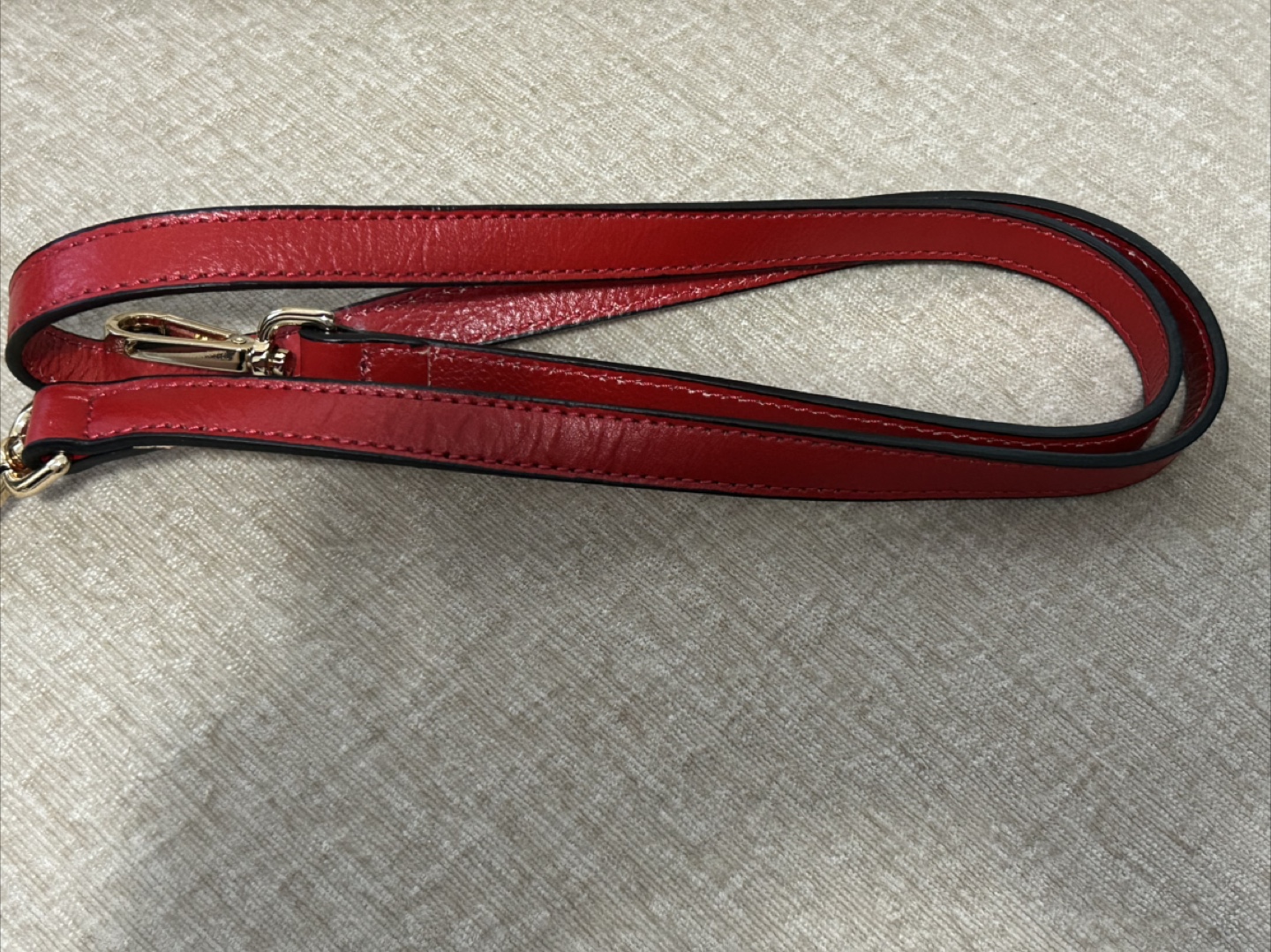 Red Leather Handbag with Strap - photo 3