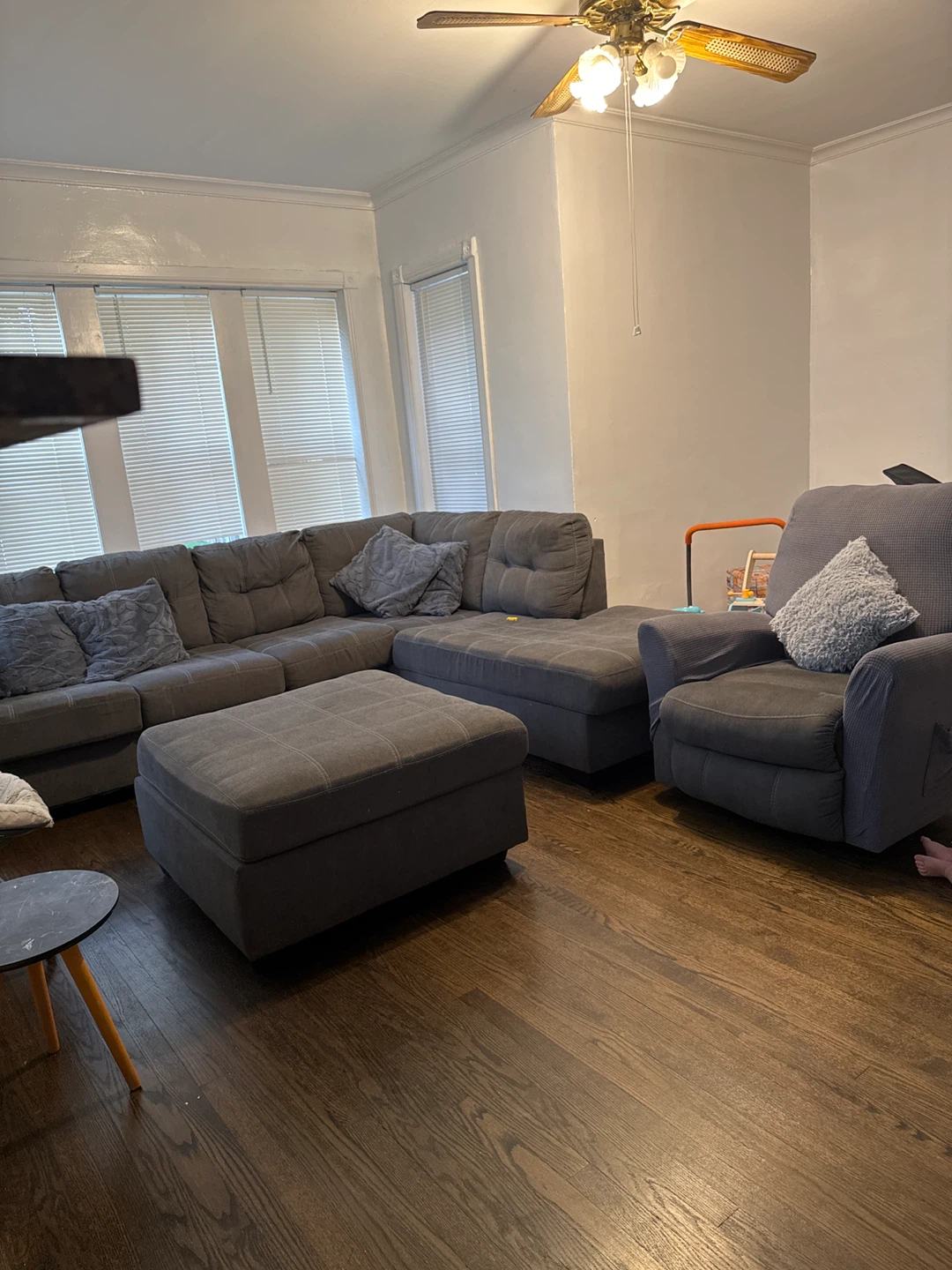 Gray Sectional Sofa with Ottoman & Armchair - photo 2
