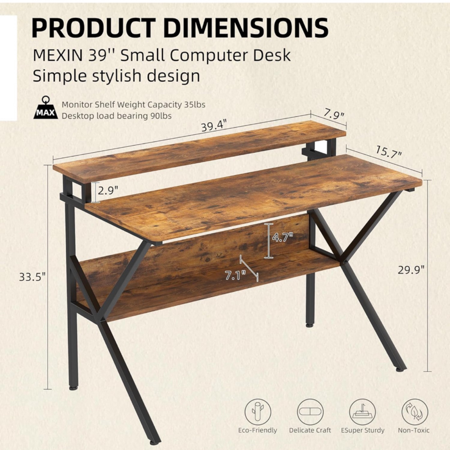 MEXIN 39" Small Computer Desk - photo 2