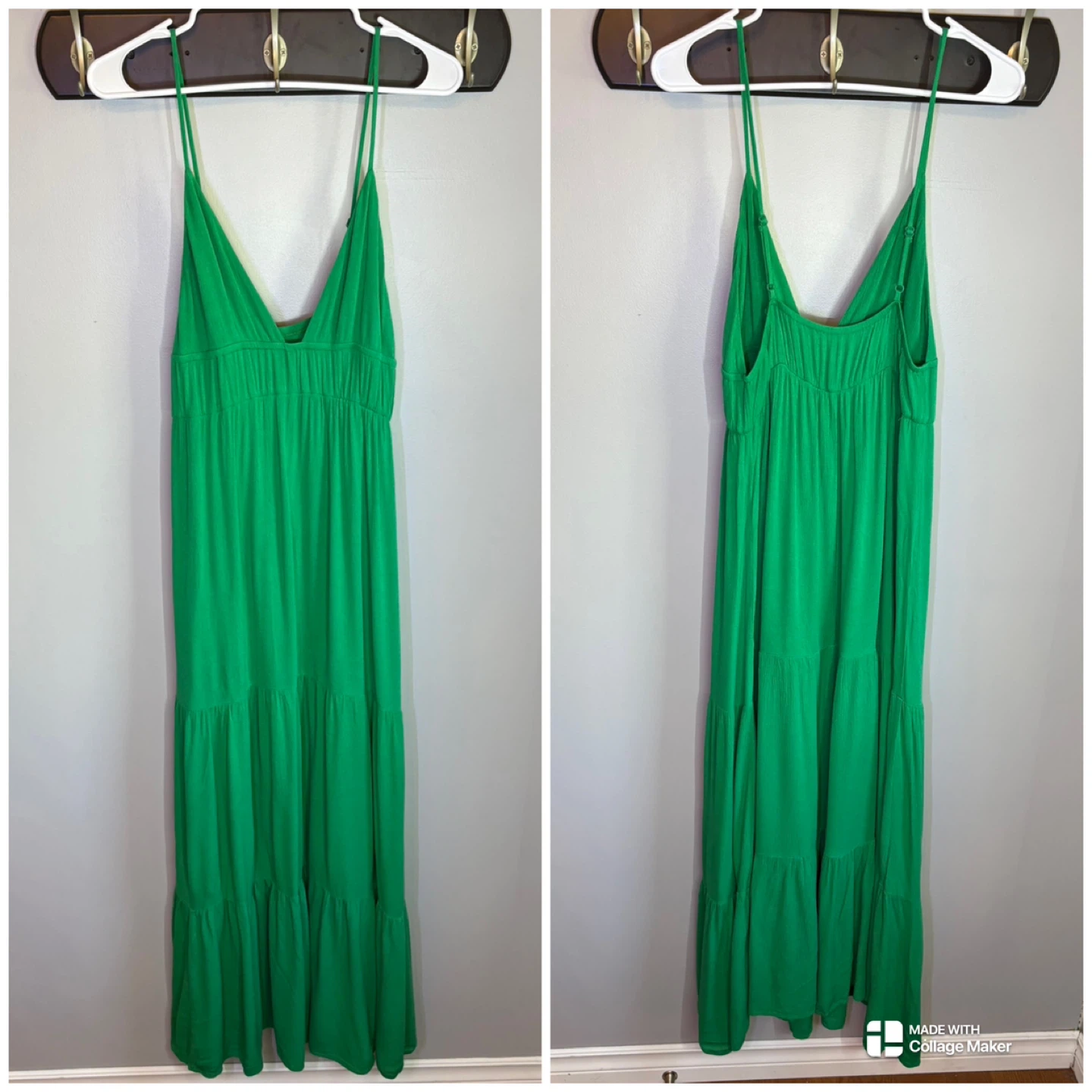 Shein Kelly Green Spaghetti Strap Tiered Maxi Dress Size L - photo 2
