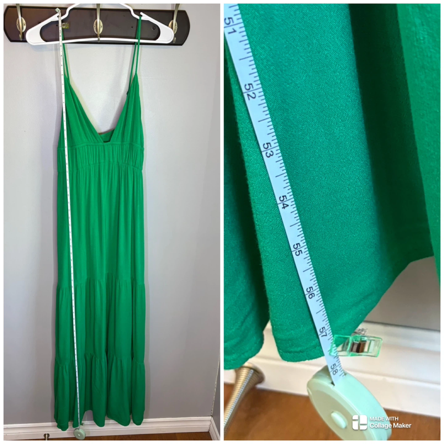 Shein Kelly Green Spaghetti Strap Tiered Maxi Dress Size L - photo 3
