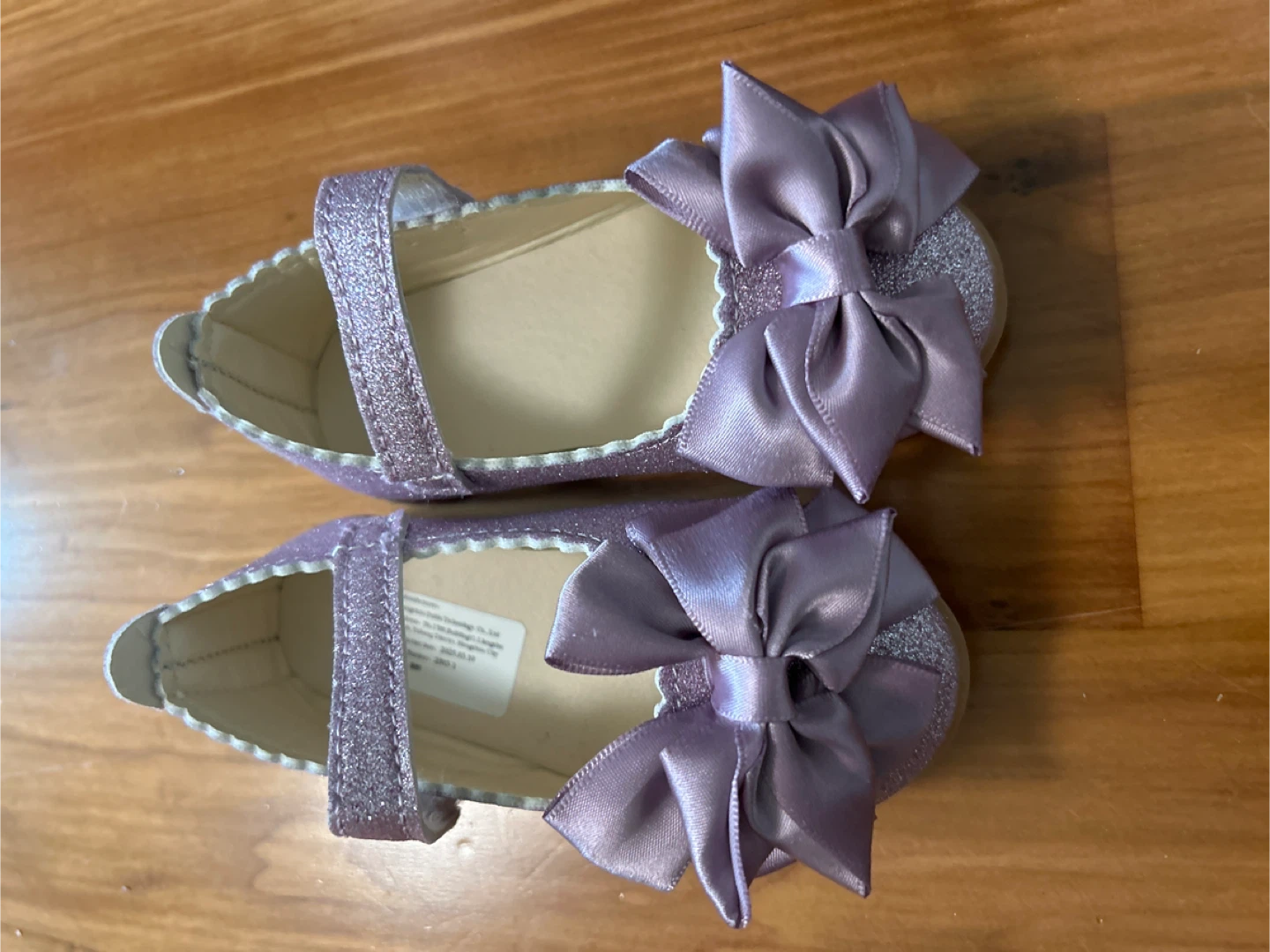 Girl's Purple Glitter Bow Shoes - Size 7