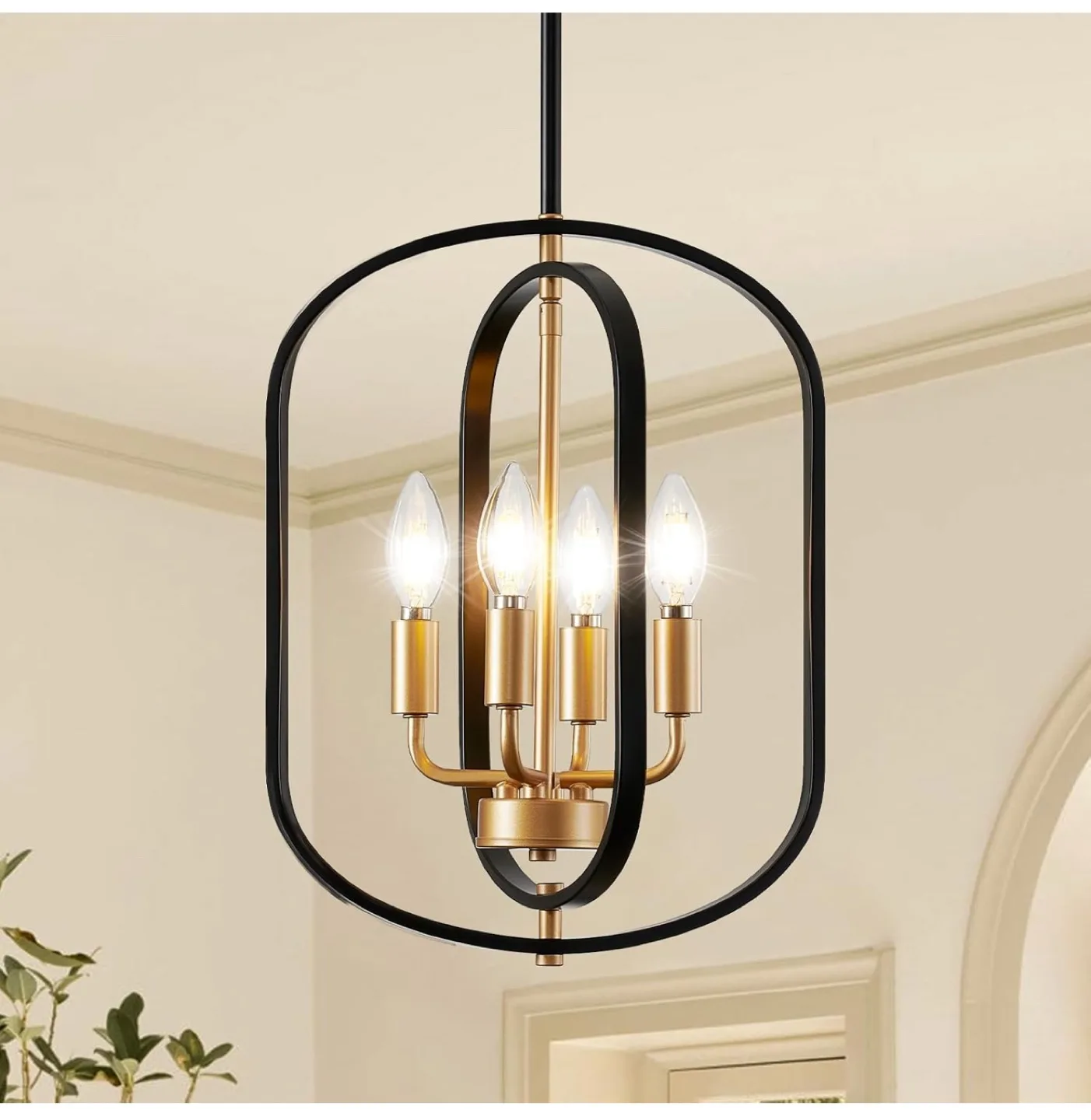 Pendant Lighting Fixture, Black/Gold thumbnail