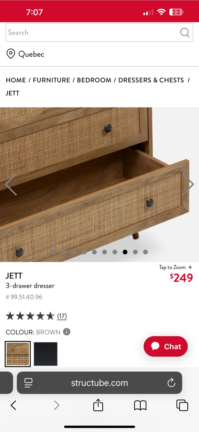AS-IS Structube Jett Brown 3-Drawer Dresser - photo 5