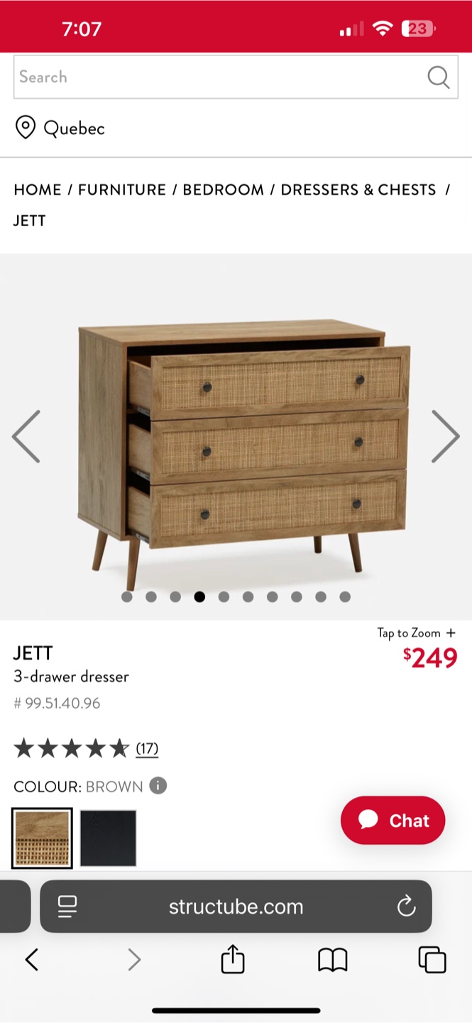 AS-IS Structube Jett Brown 3-Drawer Dresser - photo 4