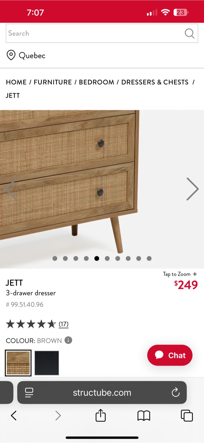 AS-IS Structube Jett Brown 3-Drawer Dresser - photo 3