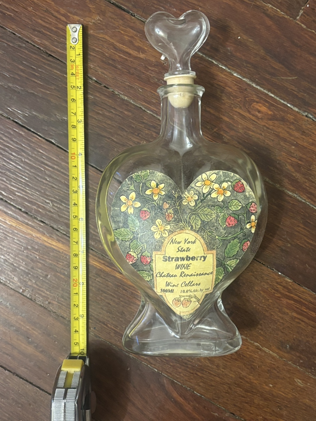 Heart Shaped Glass Bottle with Cork Top (Label Comes Off)