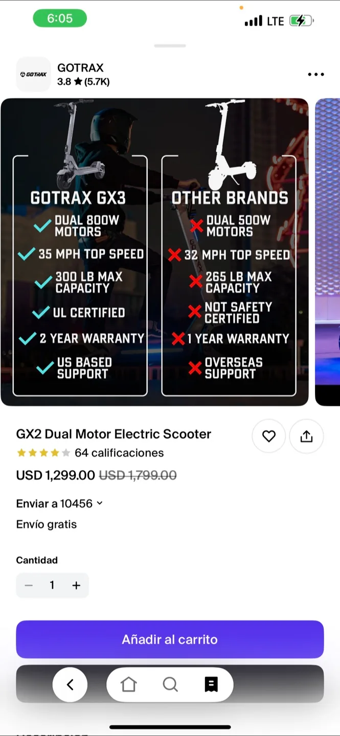 GOTRAX GX2 Dual Motor Electric Scooter image indicator(5)