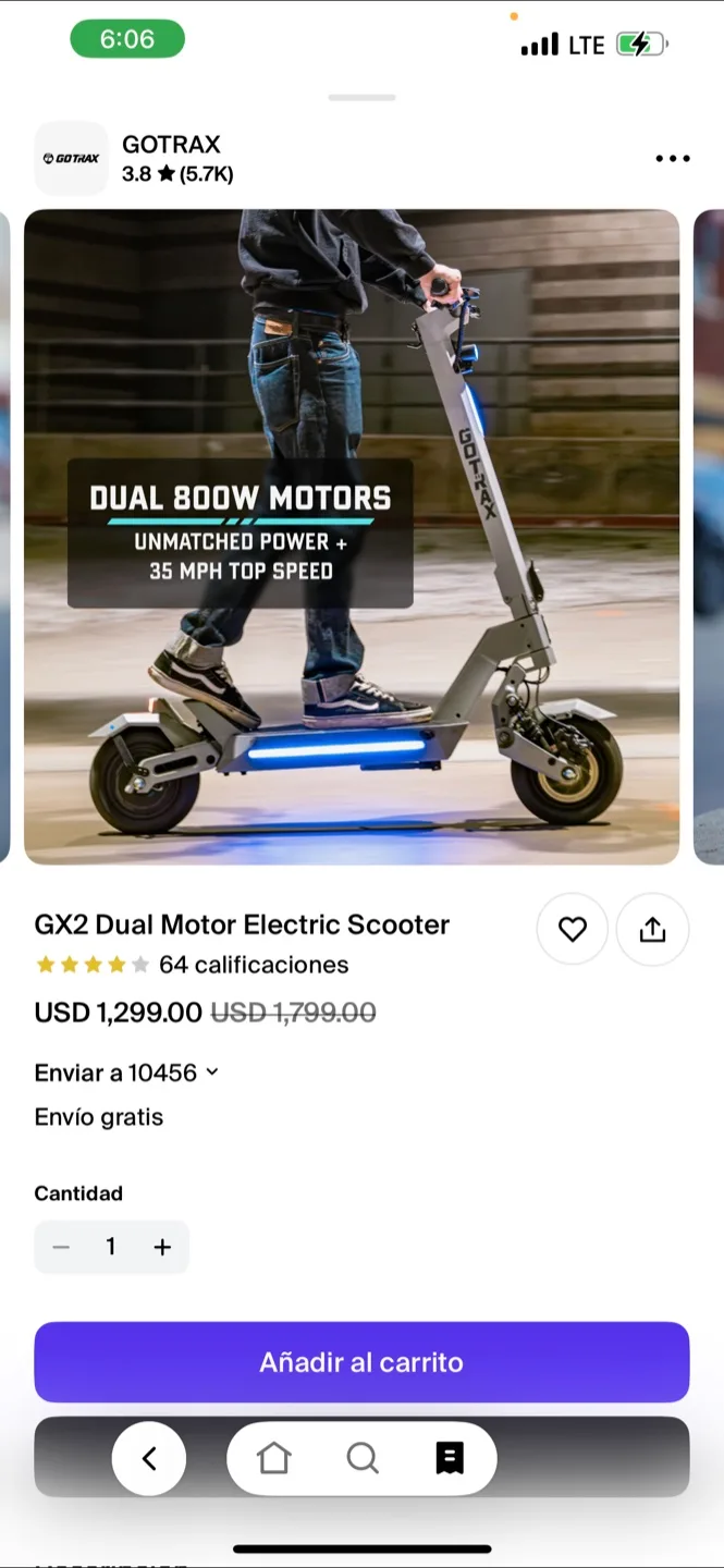 GOTRAX GX2 Dual Motor Electric Scooter thumbnail