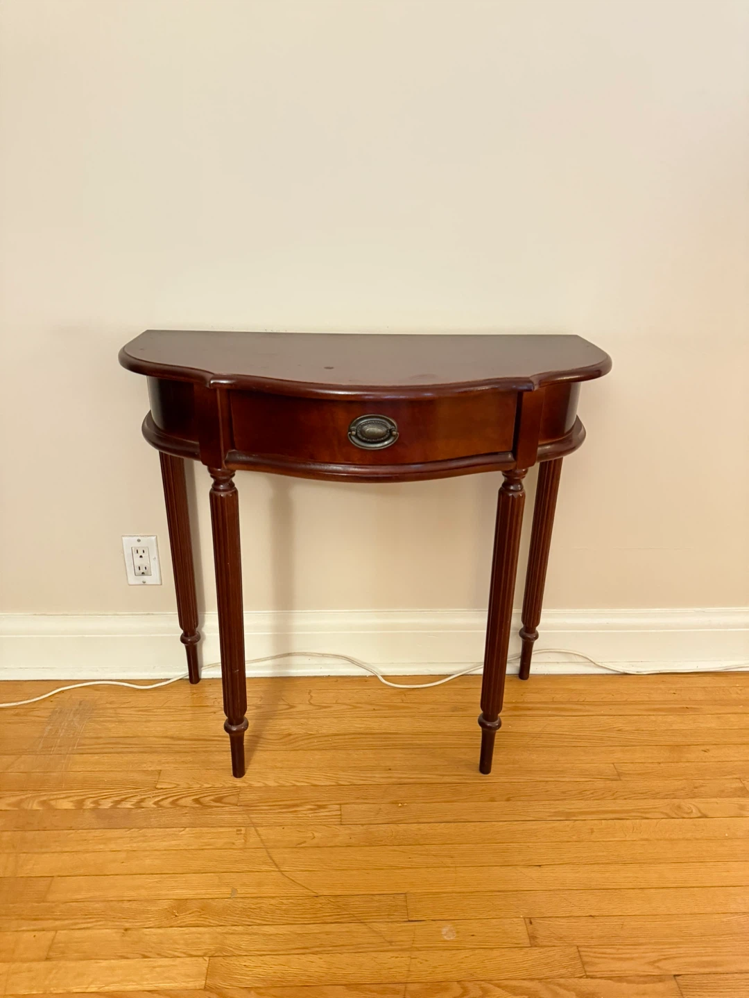Dark Wood Half Moon Console Table