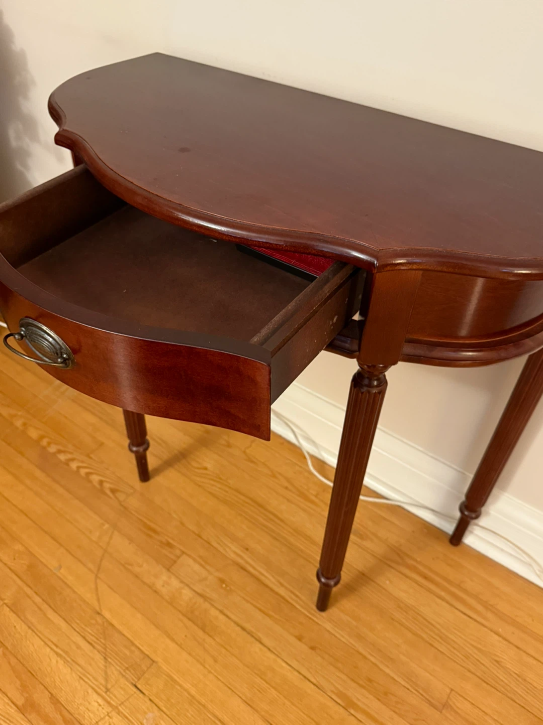 Dark Wood Half Moon Console Table - photo 3