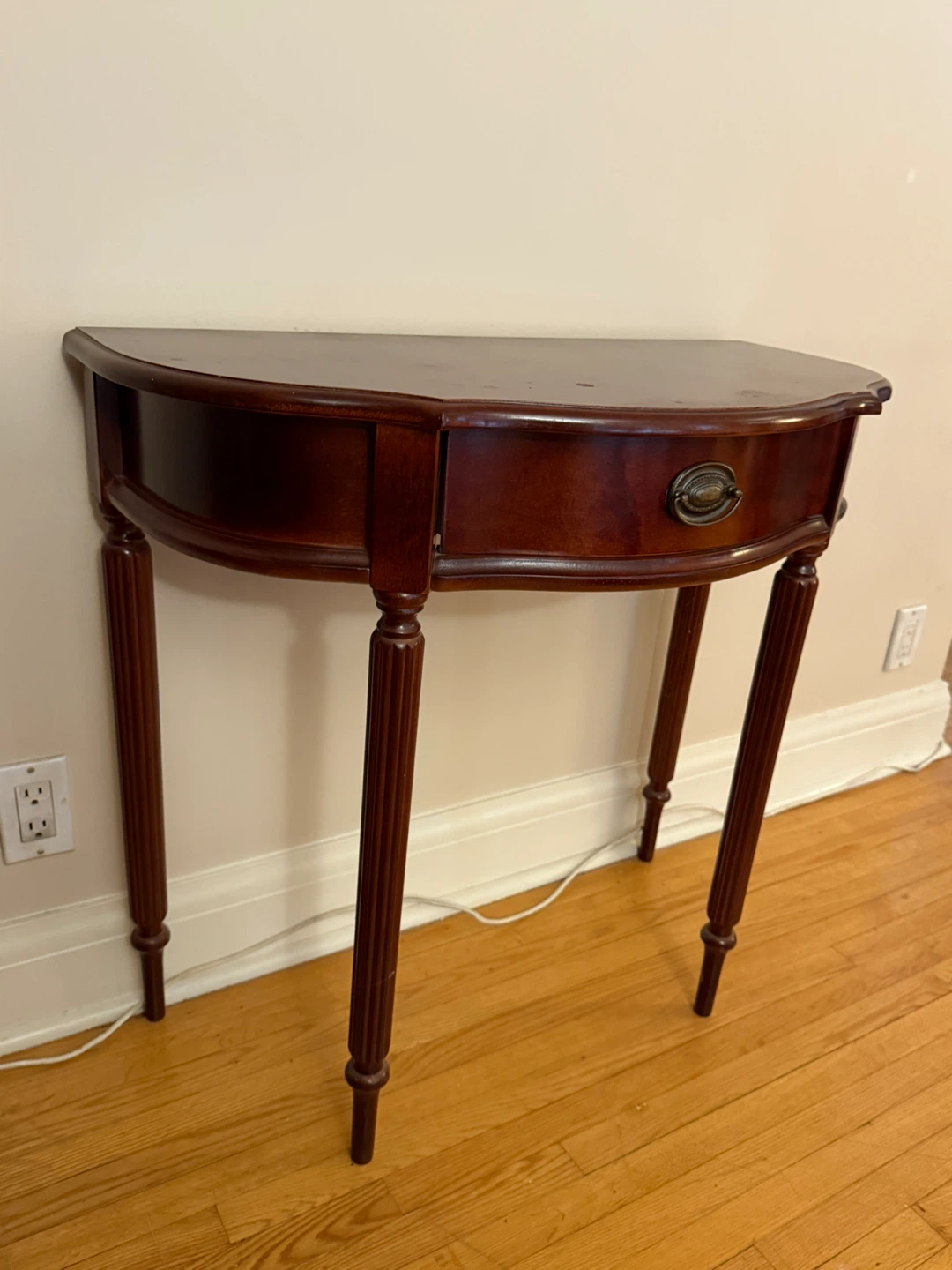 Dark Wood Half Moon Console Table - photo 4