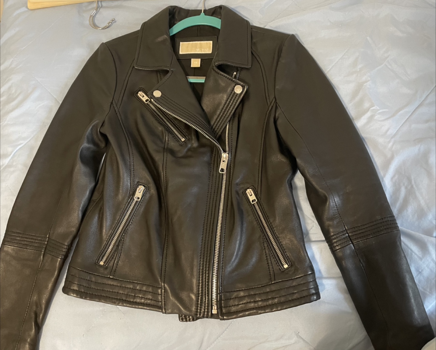 Michael Kors Black Leather Moto Jacket - Size XS
