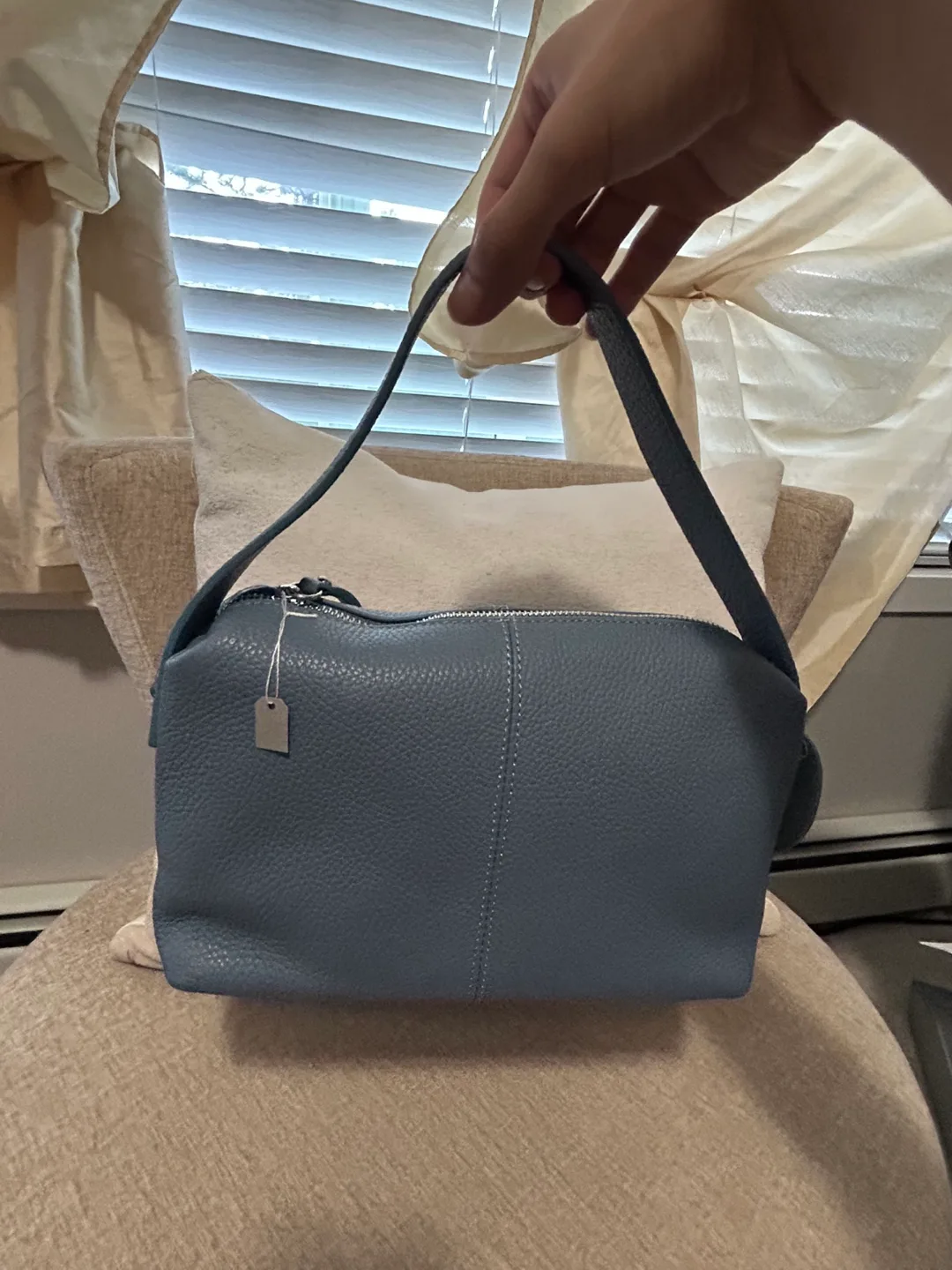 Leather Handbag - Blue