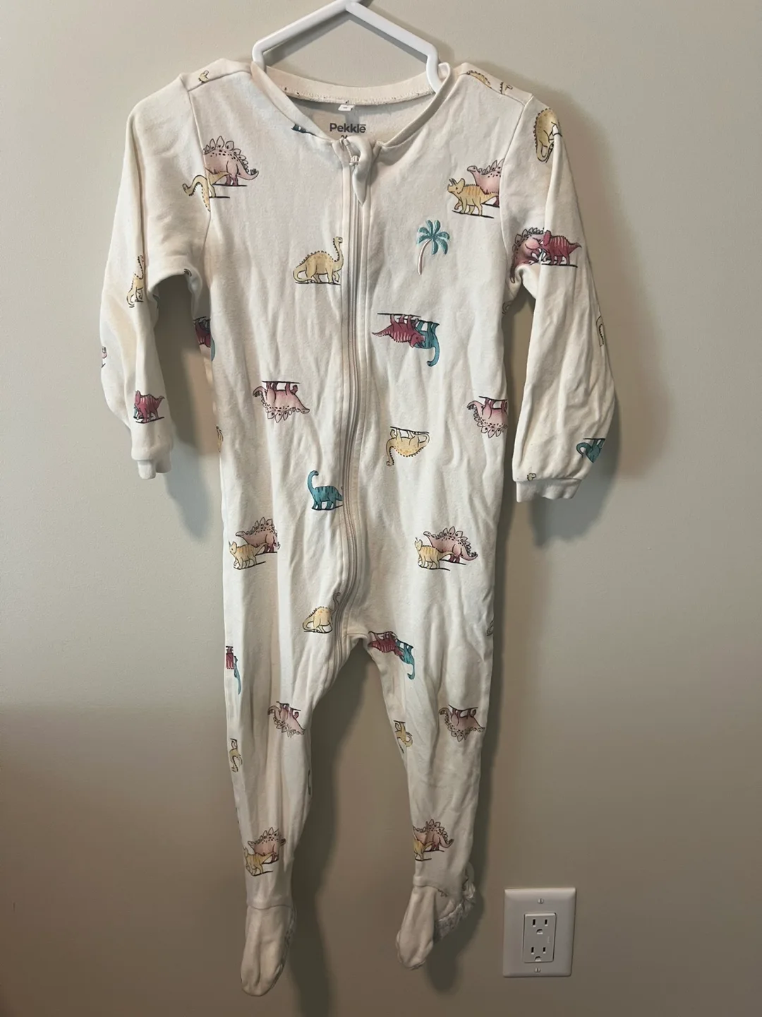 Pekkle Dinosaur Print Footed Pajamas thumbnail