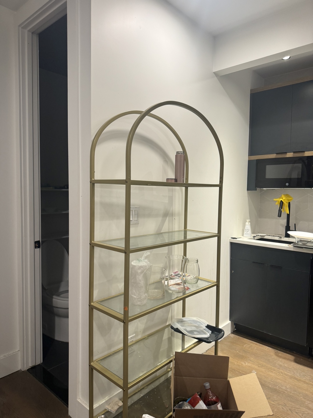 Gold Metal & Glass Shelf