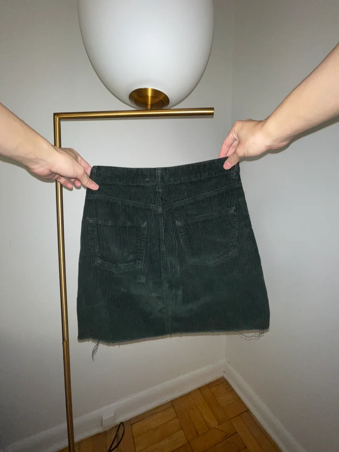 Topshop Green Corduroy Mini Skirt - Size US 4 image indicator(2)