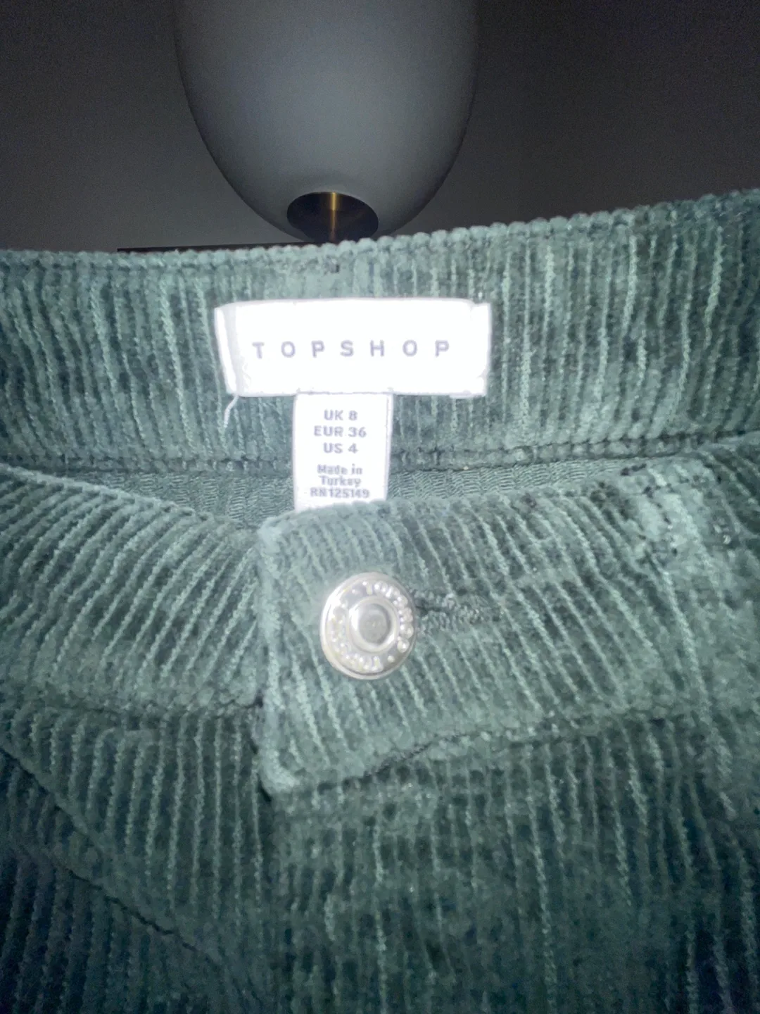 Topshop Green Corduroy Mini Skirt - Size US 4 image indicator(3)