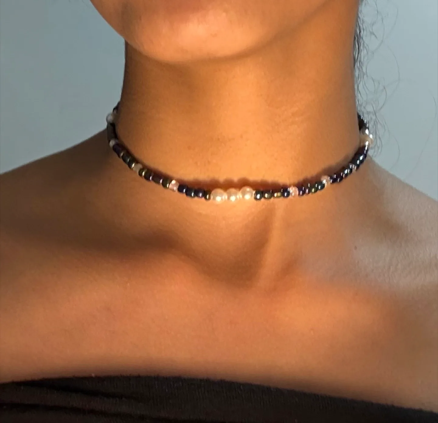 Beaded Choker/necklace with Pearls thumbnail