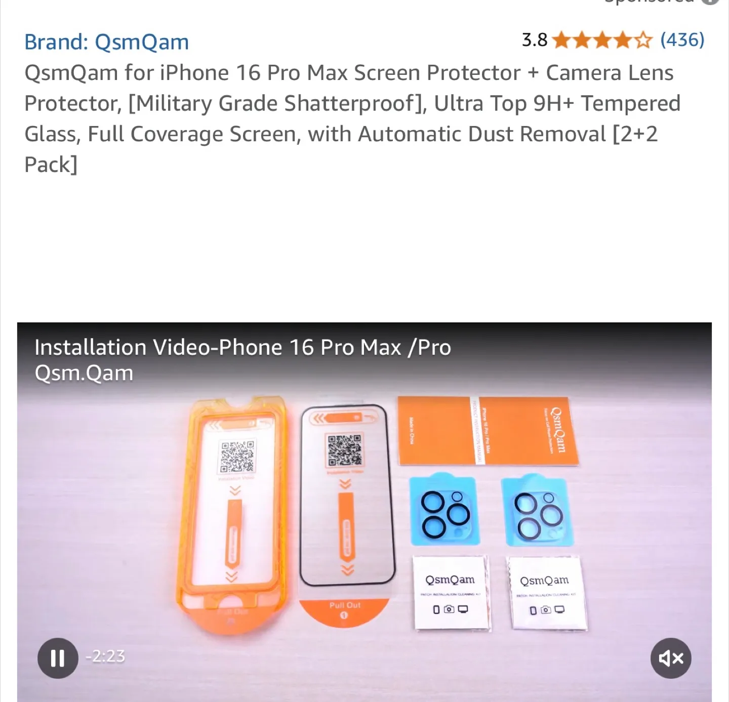QsmQam iPhone 16 Pro Max Screen Protector + Camera Lens image indicator(2)