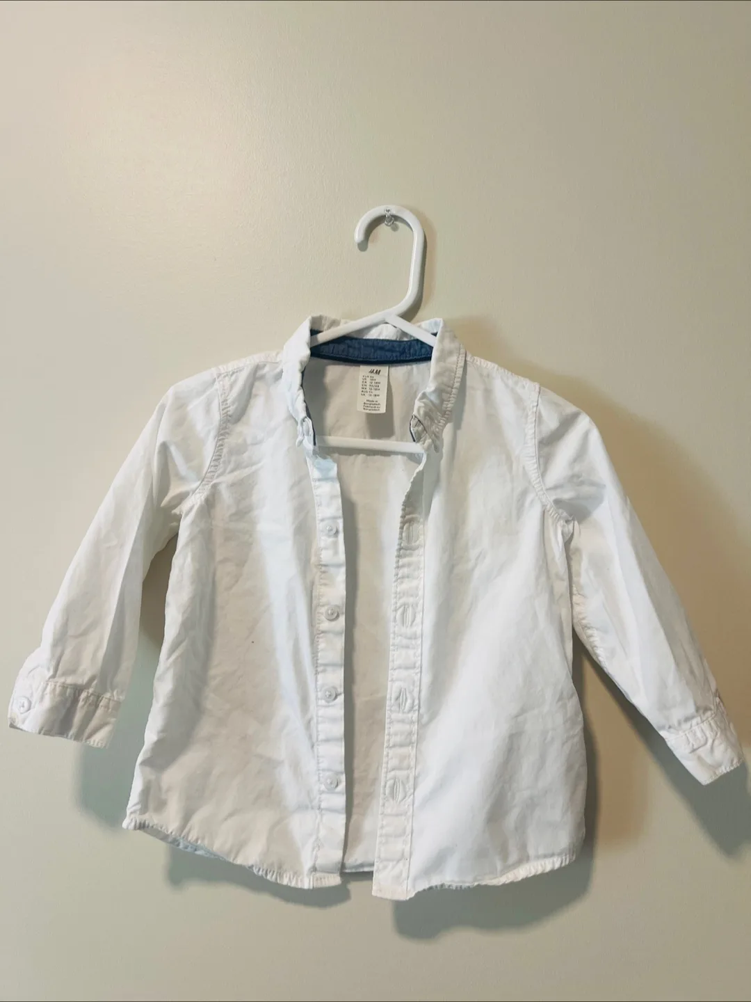 H&M White Button-Up Shirt, Size 1-2Y