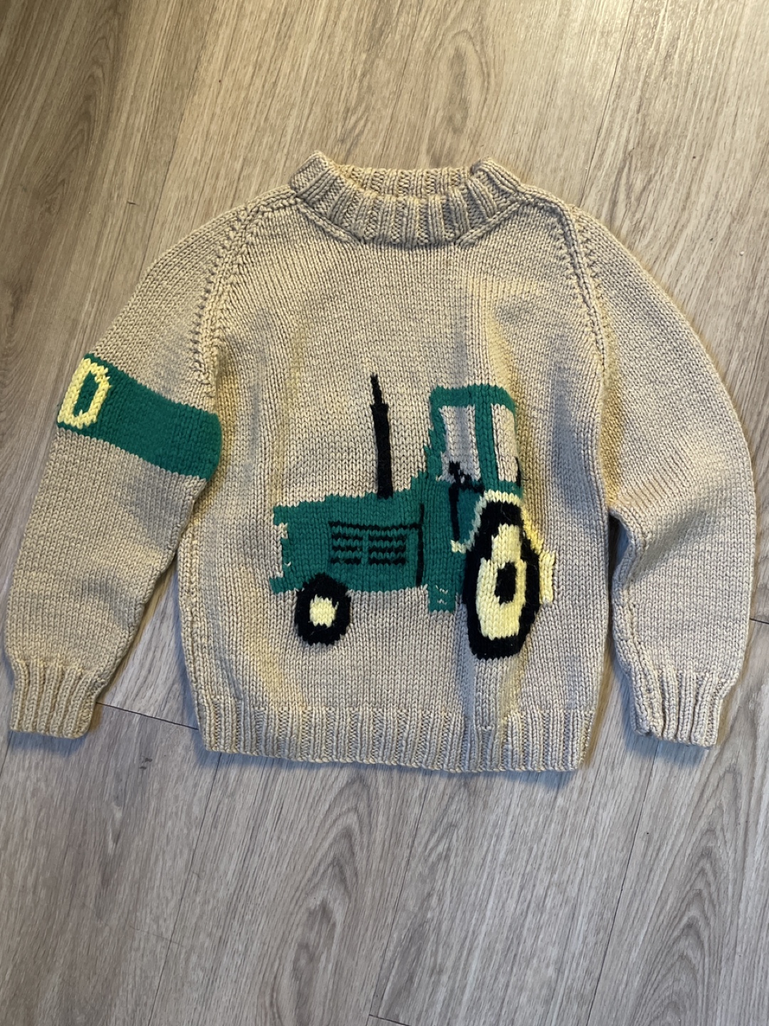 Hand-Knitted Tractor Sweater