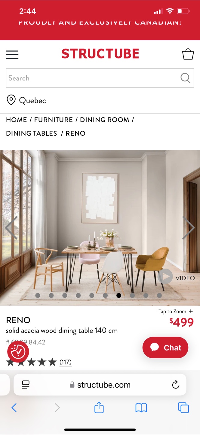 Structube Reno Acacia Wood Dining Table