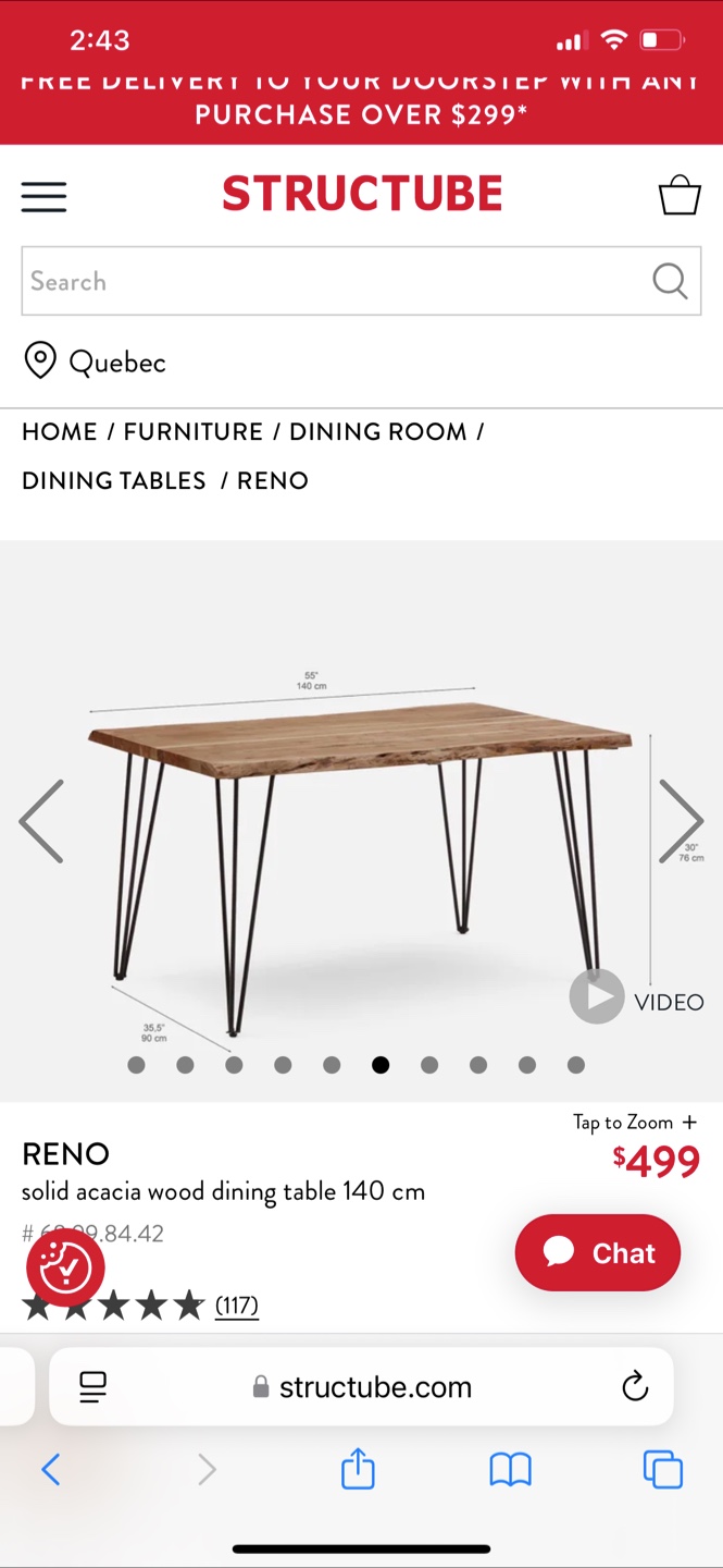 Structube Reno Acacia Wood Dining Table - photo 3