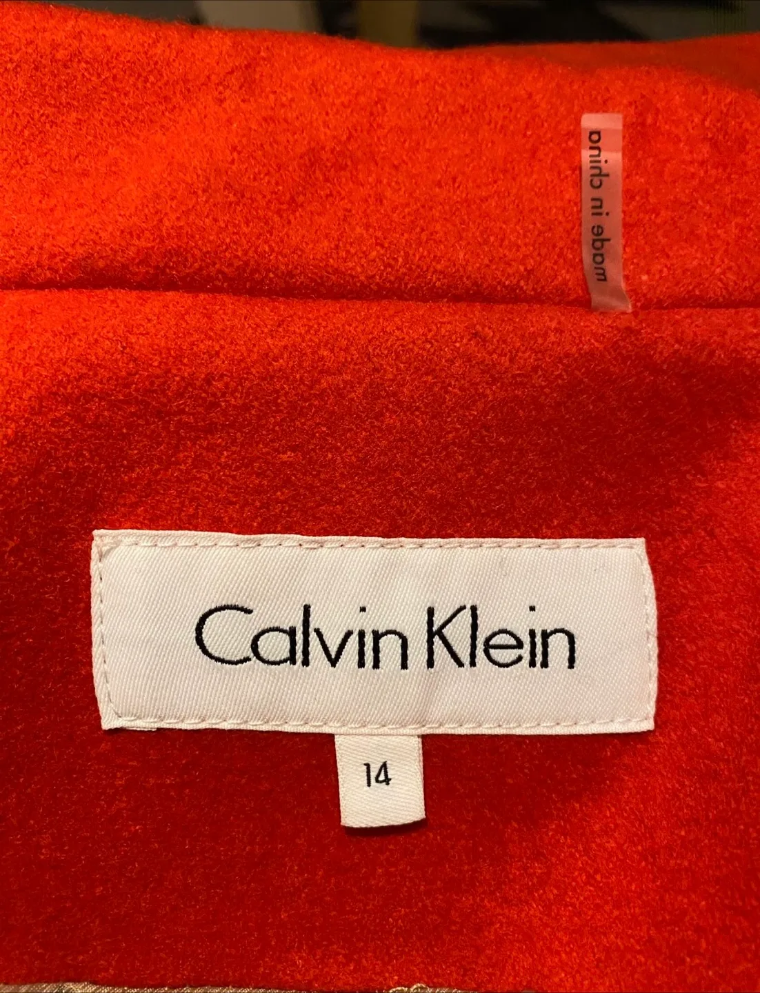 Calvin Klein Orange & Beige Wool Blend Coat - Size 14 image indicator(5)