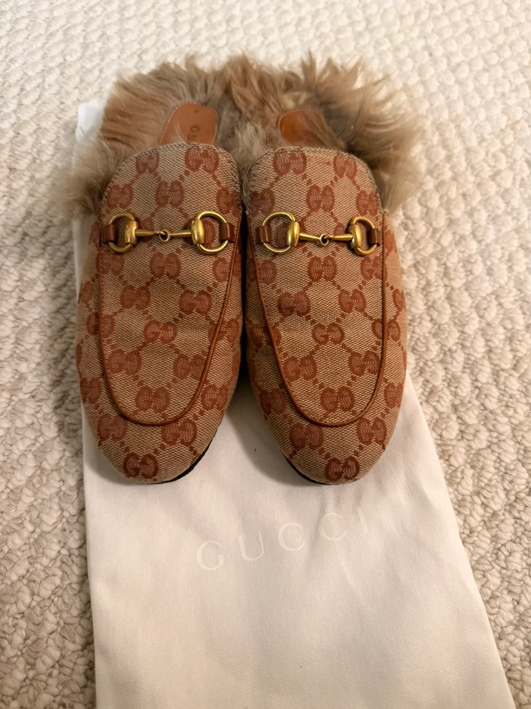 Authentic Gucci Princetown Fur-Lined Mules thumbnail