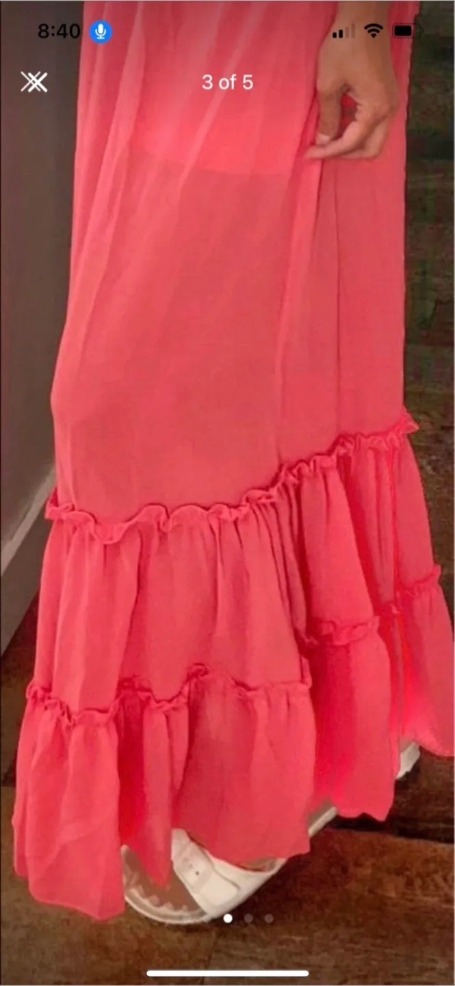Beautiful New Coral long maxi dress with lace on top image indicator(4)