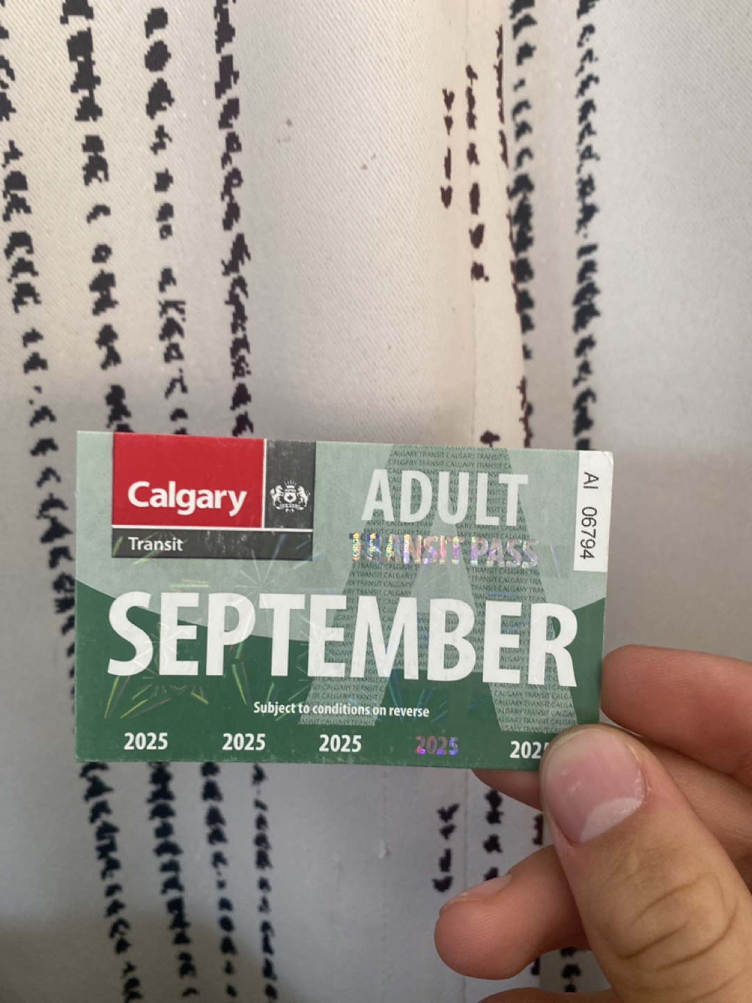 Calgary Transit Adult September Pass - 2025