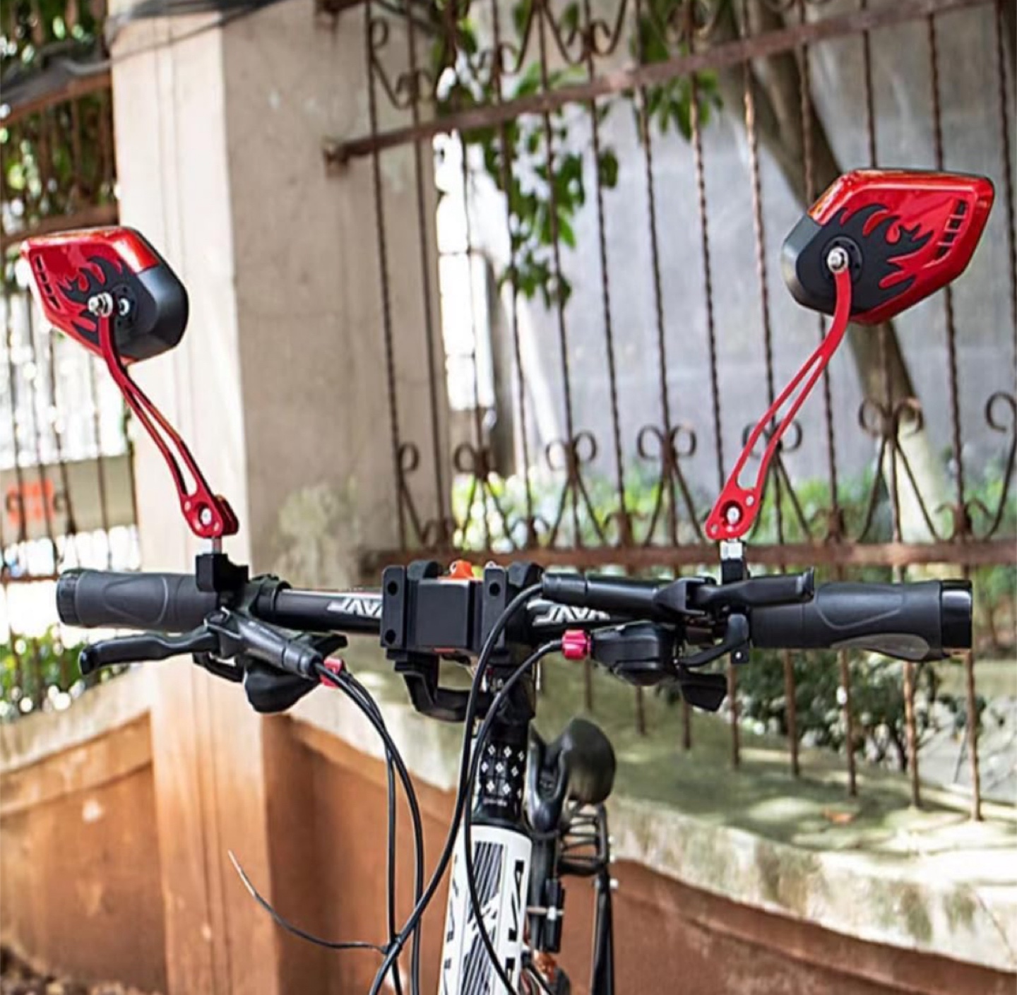 SOKO Motorcycle Mirror Set - Red Flame Design - photo 2