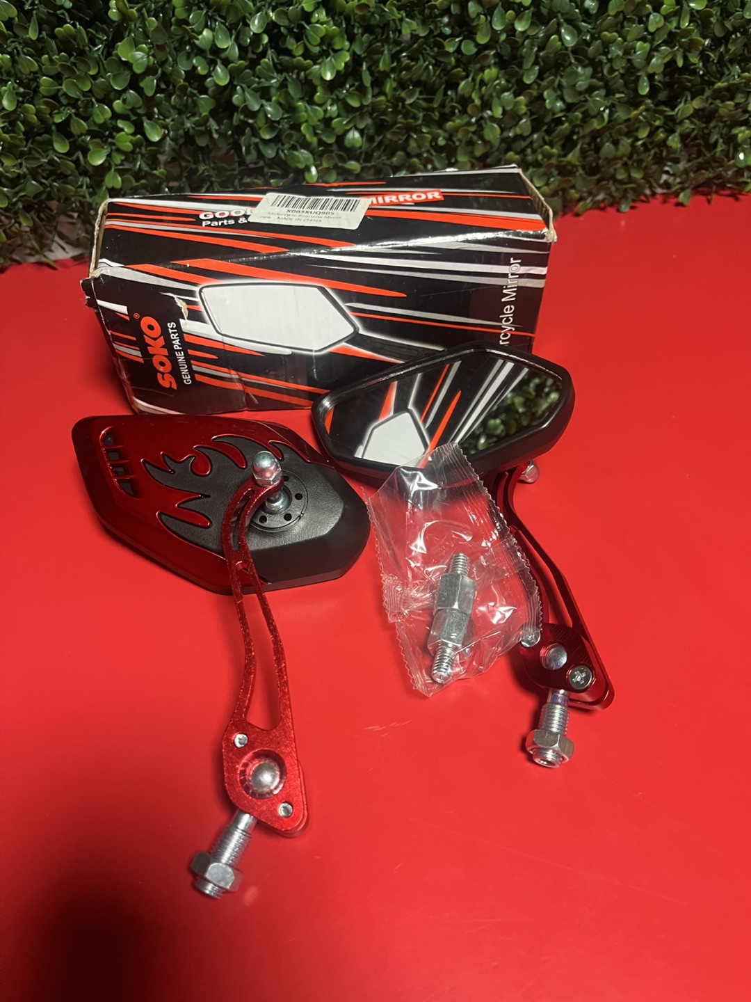 SOKO Motorcycle Mirror Set - Red Flame Design - photo 4